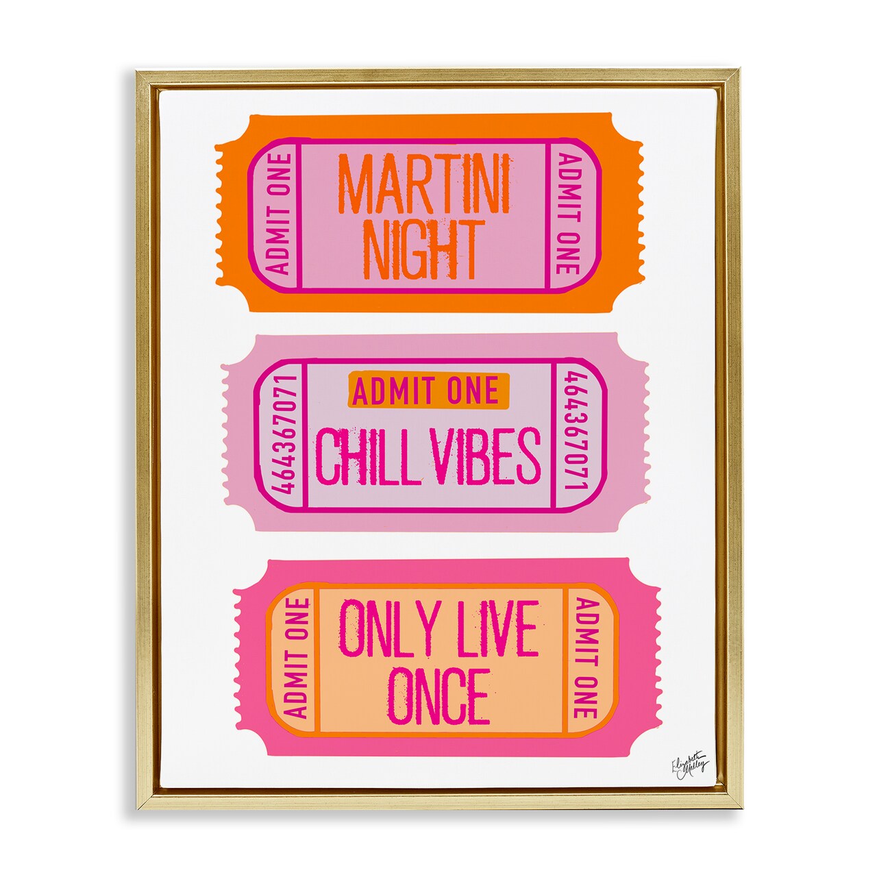 Stupell Industries Fun Party Phrase Tickets Framed Floater Canvas Wall Art Design by Elizabeth Medley